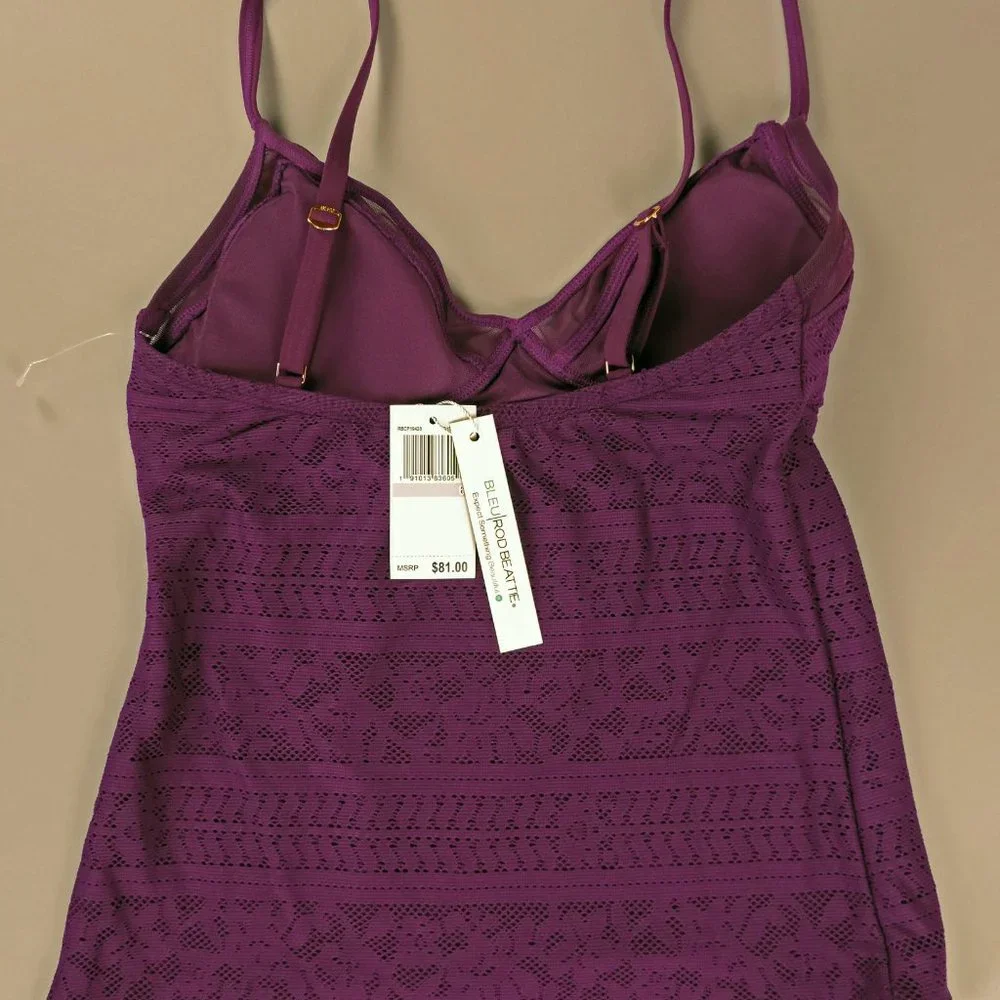 BLEU ROD BEATTIE Tankini 2 Pc Wine Sz 10 NWT - Picture 3 of 5